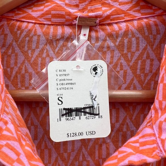 🆕 Free People | Rillo Orange Long Sleeve Mini Shirt Dress | S - Picture 6 of 16